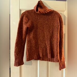 LL Bean wool blend burnt orange cowl neck sweater